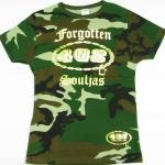Ladies Camouflage T Shirt with gold foil imprint
